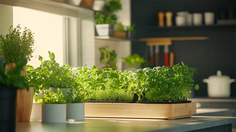 Lush indoor hydroponic garden with thriving plants